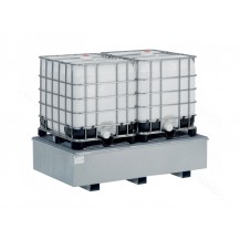 Cubeto recolector metálico con rejilla extraible para 2 IBC en estanterías