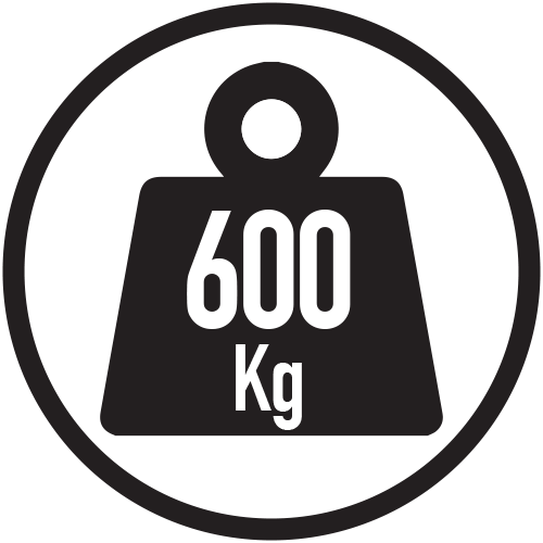 Carga máx.: 600 Kg (uniform. repartida)